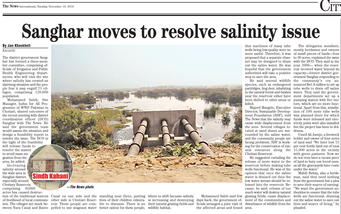 Sanghar moves to resolve salinity issue